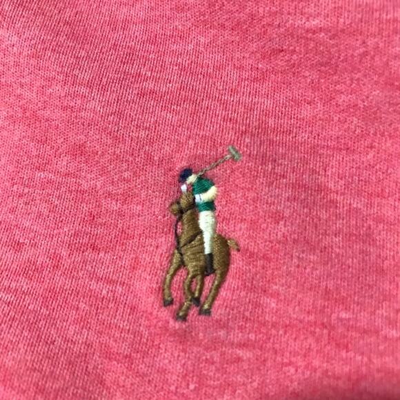 Polo Ralph Lauren custom slim fit knit coral pink polo mens L multicolored pony - Picture 4 of 10